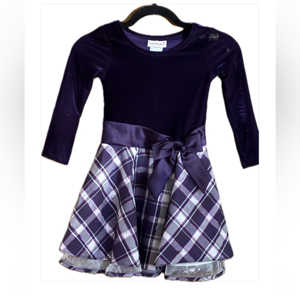 Ashley Ann Purple Plaid Dress with Bow